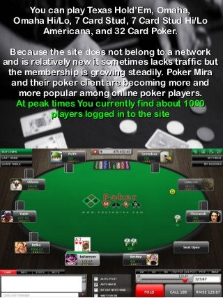 Poker Mira Review and Terms of the Poker Mira Bonus NO Deposit Slide 3